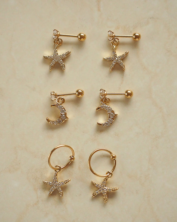 Stainless Steel - CZ Mini Celestial Stud Earrings - Katherynloche