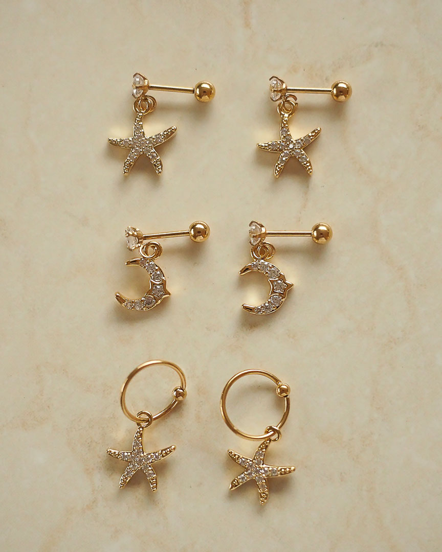 Stainless Steel - CZ Mini Starfish Stud Earrings - Katherynloche