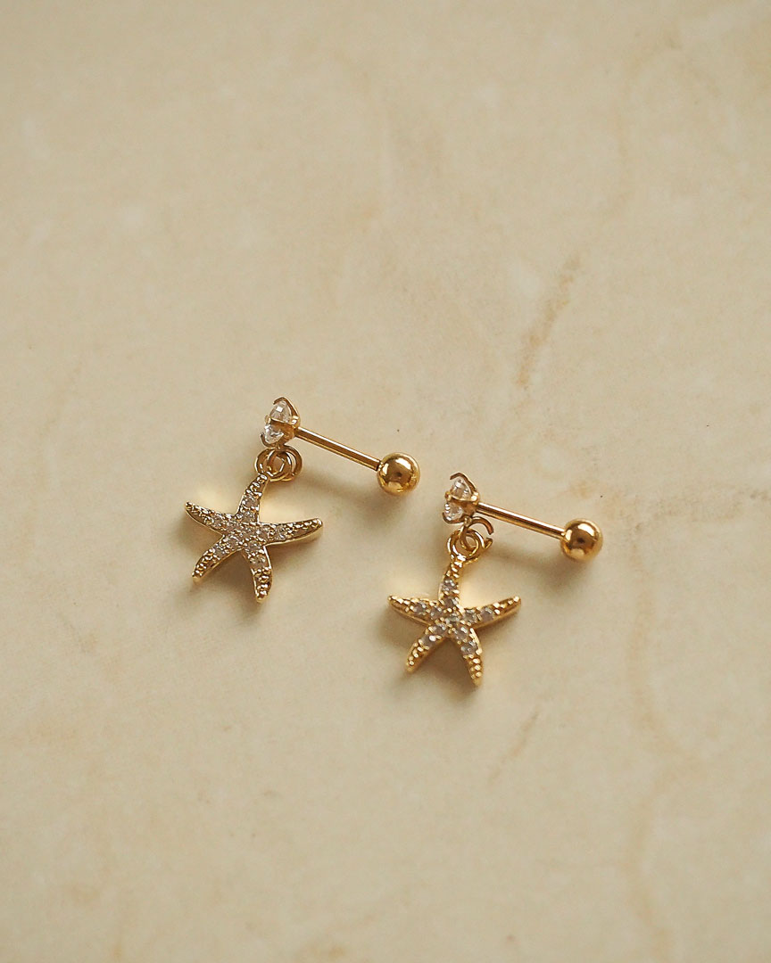 Stainless Steel - CZ Mini Starfish Stud Earrings - Katherynloche