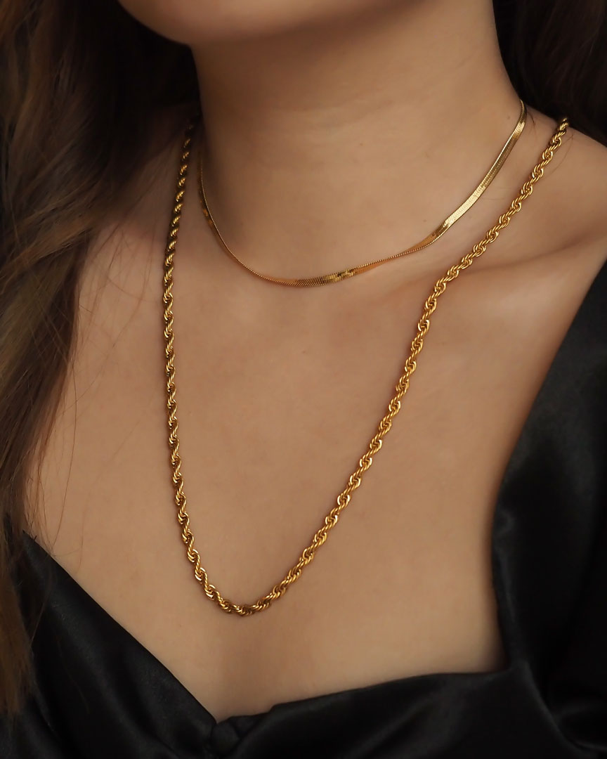 18k gold plated - Snake Chain Choker Necklace (Gold) - Katherynloche