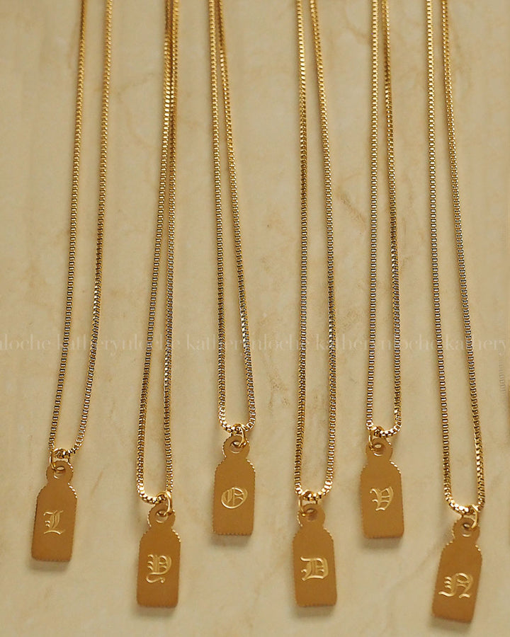 18k Gold Plated - Old English Personalised Gold Tag Necklace - Katherynloche