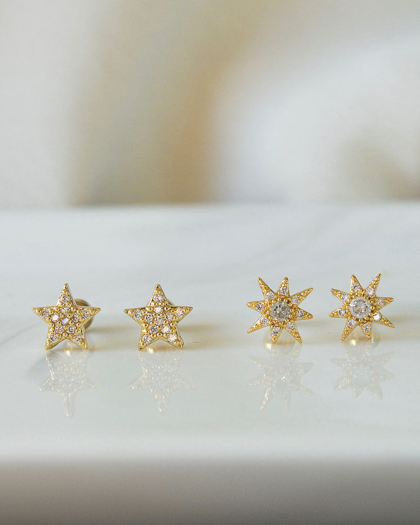 Stainless Steel - North Star Mini Stud Earrings - Katherynloche